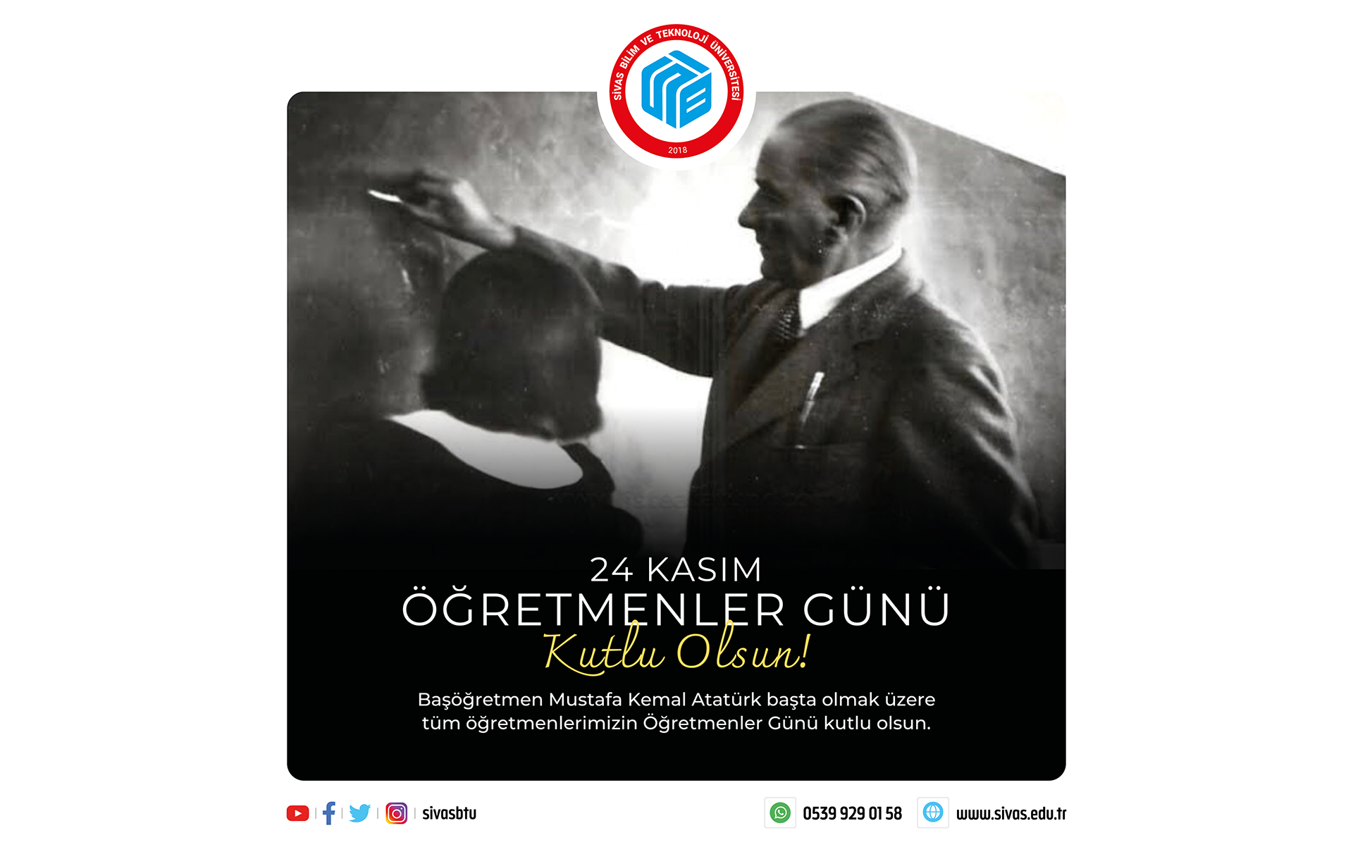 SBTÜ Rektörü Prof. Dr. Mehmet Kul’un 24 Kasım Öğretmenler Günü Mesajı